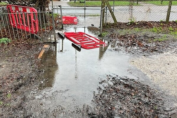 The flooded entrance to North Park Avenue.