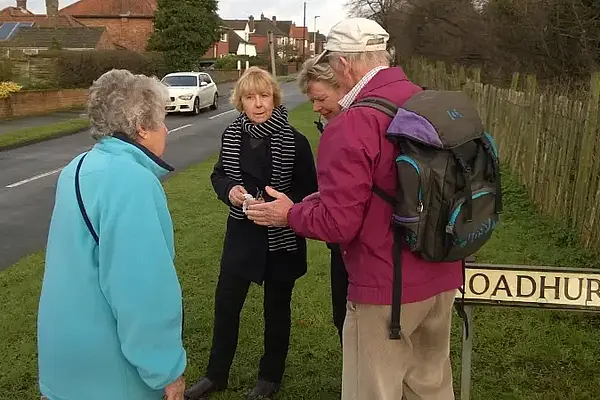 Cllrs Caroline Ackroyd and Judith Lubbock chatting with residents.