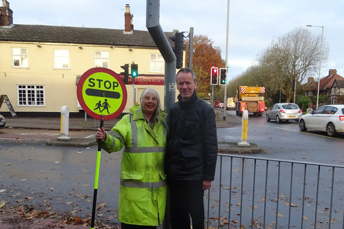 Cllr Brian Watkins at the Colman Road - South Park Avenue crossing.